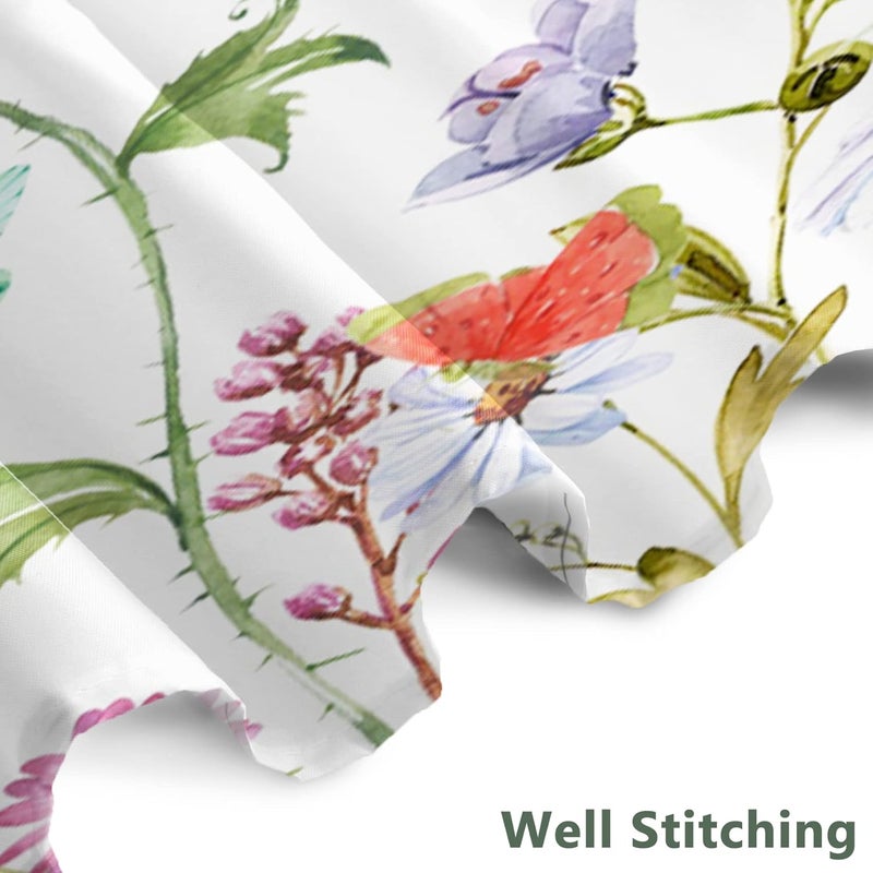AWERT Butterfly Wildflowers Small Half Size Stall Shower Curtain with Hooks Shower Stall Curtain for Bathroom/RV and Camper 48 x 72 - Image 3